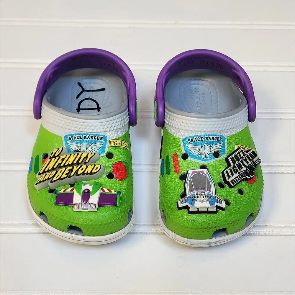 Crocs Toddler Disney Pixar Toy Story Buzz Lightyear Clogs Size 6 Green & Gray
